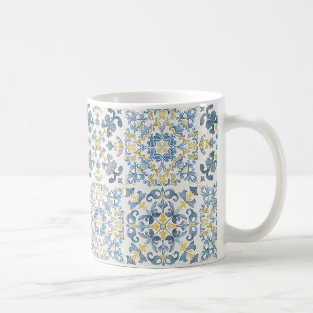 Italian Blue Tile Lemon Coffee Mug (Right)