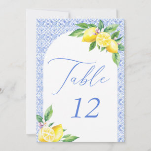 Italian Blue Tile Lemon Positano Table Number