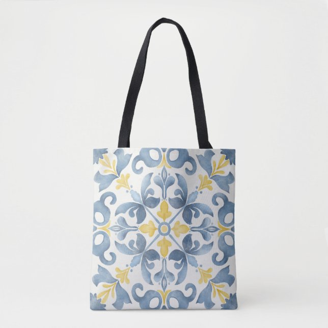 Italian Blue Tile Lemon Tote Bag (Front)