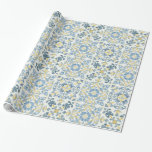 Italian Blue Tile Lemon Wrapping Paper<br><div class="desc">Italian Blue Tile Lemon</div>