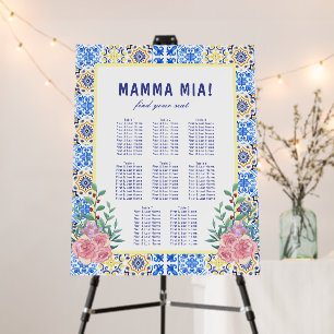 Italian Blue Tile Mamma Baby Shower Seating Chart Foam Board