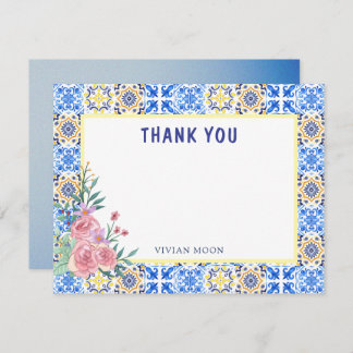 Italian Blue Tile Mamma Mia Blank  Thank You Card