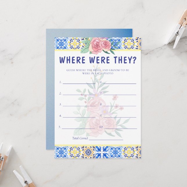 Italian Blue Tile Mamma Mia Game Card (Front/Back In Situ)