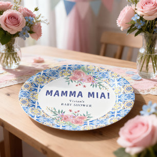 Italian Blue Tile Mamma Mia Paper Plates