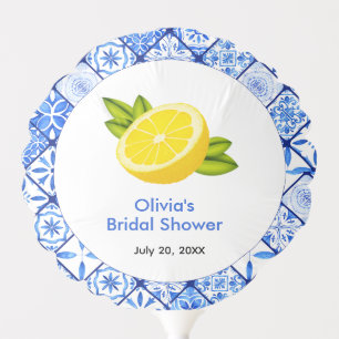Italian Blue Tile Mediterranean Bridal Shower Balloon