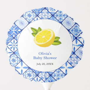 Italian Blue Tile Mediterranean Lemon Baby Shower Balloon