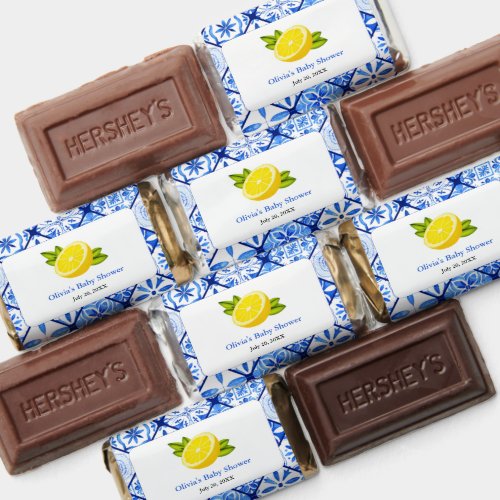 Italian Blue Tile Mediterranean Lemon Baby Shower Hersheys Miniatures