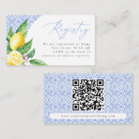 Italian Blue Tile Positano Lemon Registry QR Code