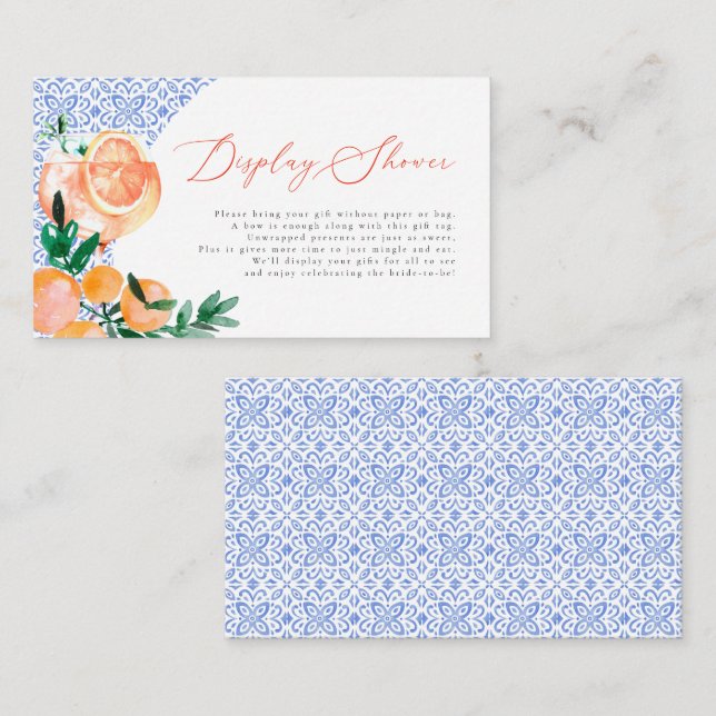 Italian Blue Tile Positano Orange Display Shower Enclosure Card (Front/Back)