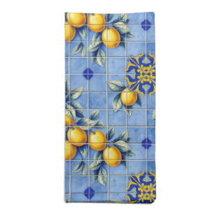 Italian Blue Tile with Lemons Cloth Napkin