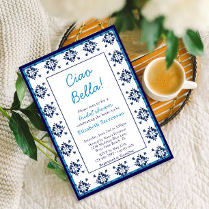 Italian Blue Tiles Ciao Bella Bridal Shower Invitation