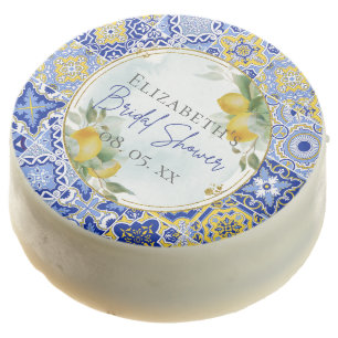 Italian Blue Tiles Citrus Lemons Bridal Shower Chocolate Covered Oreo