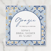 Italian Blue Tiles Grazie Bridal Shower Thank You