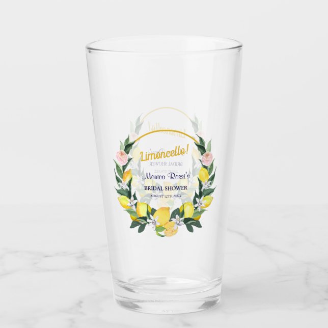 Italian Blue Tiles Limoncello Bridal Shower Gift  Glass (Front)