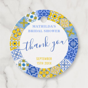Italian Blue Tiles Thank You Bridal Shower Favor Tags