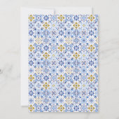 Italian blue tiles watercolor lemon baby shower invitation (Back)