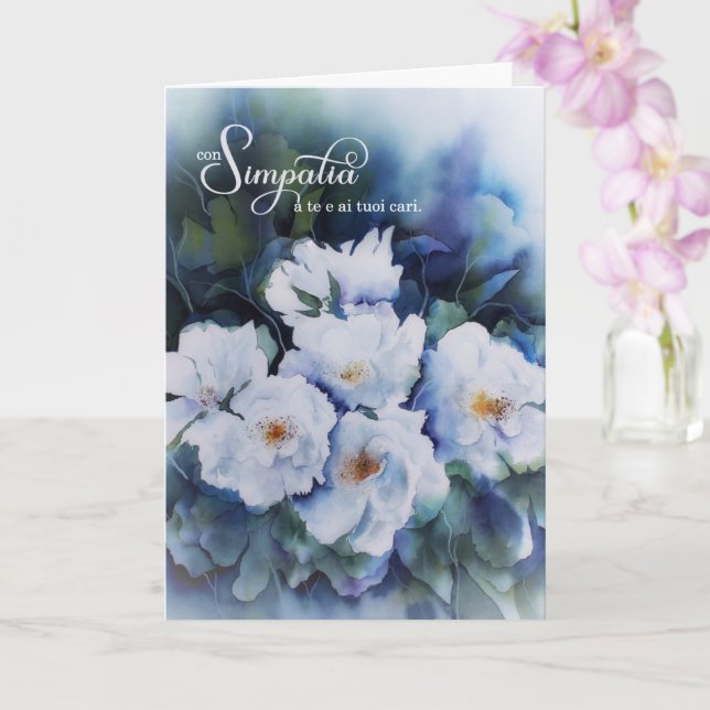 ITALIAN Blue Watercolor Floral Sympathy Card (Orchid)