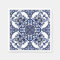 Italian Blue & White Sicilian Majolica Mosaic