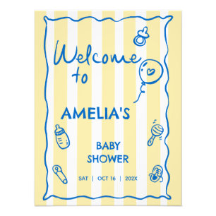 Italian Blue Yellow Ciao Baby Welcome Sign