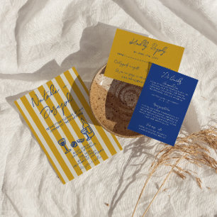 Italian Blue Yellow Hand Written Painted Wedding Invitation