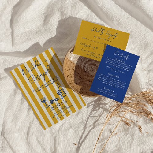 Italian Blue Yellow Hand Written Painted Wedding