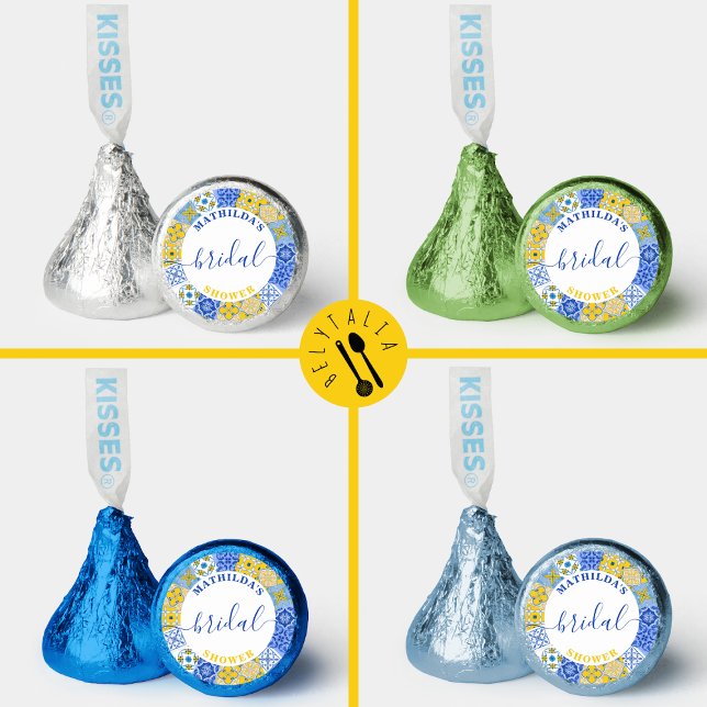 Italian Blue Yellow Tiles Summer Bridal Shower  Hershey®'s Kisses® (Italian Blue Yellow Tiles Summer Bridal Shower Hershey®'s Kisses®)