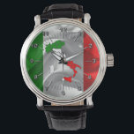 Italian boot watch<br><div class="desc">Italian boot on waving flag, patriotic Italian pattern watch</div>