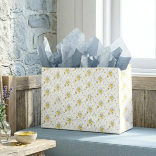 Italian Botanical Watercolor Amalfi Lemon Pattern Large Gift Bag