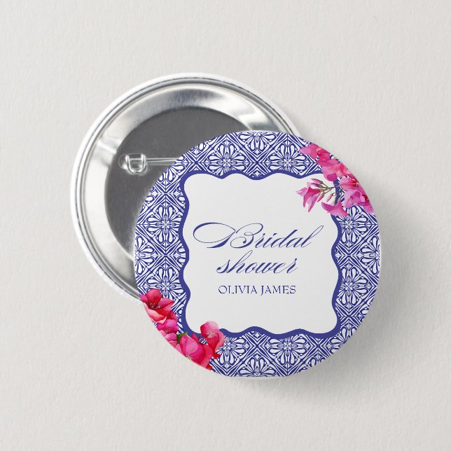 Italian bougainvillea bridal shower button (Front & Back)