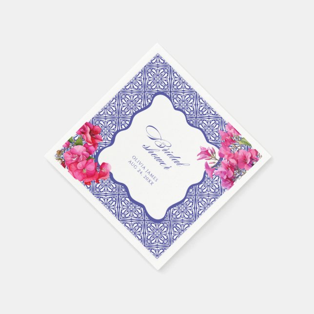 Italian bougainvillea bridal shower napkins (Corner)