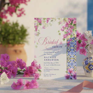 Italian Bougainvillea Mediterranean Bridal Shower Invitation