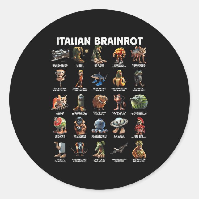 Italian Brain Rot Italian Brainrot Funny Memes _1  Classic Round Sticker (Front)