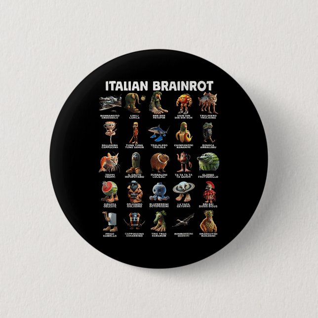 Italian Brain Rot Italian Brainrot Funny Memes _2  Button (Front)