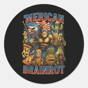 Italian Brainrot Big Meme 4th Of July Flag Foot Classic Round Sticker