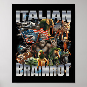 Italian Brainrot Big Meme 4th Of July Flag Foot Poster