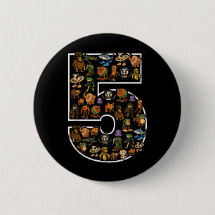 Italian Brainrot Birthday 5 Age Meme 5th Kids Boys Button