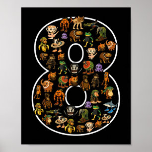 Italian Brainrot Birthday 8 Age Meme 8th Kids Boys Poster
