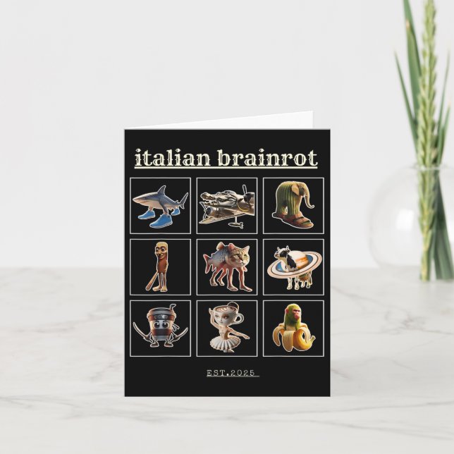 Italian Brainrot Characaters Meme Gen Z Funny Humo Card (Front)