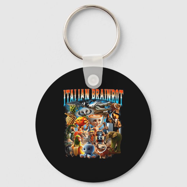Italian Brainrot Characters Funny Meme Pular Trend Keychain (Front)