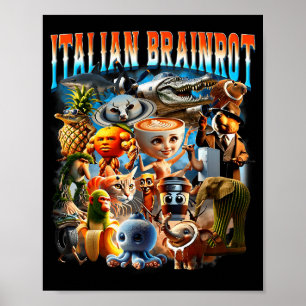 Italian Brainrot Characters Funny Meme Pular Trend Poster