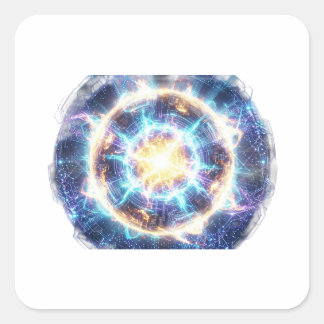 Italian Brainrot Cyberpunk Shark Chaos Design Square Sticker