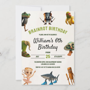 Italian Brainrot Funny Meme Kids 6th Birthday Invitation