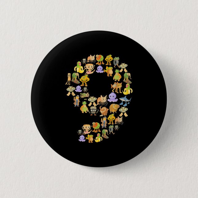 Italian Brainrot Meme 9th Birthday Party 9 Year Ol Button (Front)