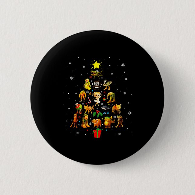 Italian Brainrot Meme Christmas Tree Brain Rot Xma Button (Front)