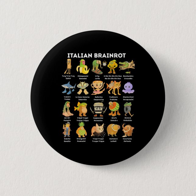Italian Brainrot Meme For Kids Boy Men Women  Button (Front)
