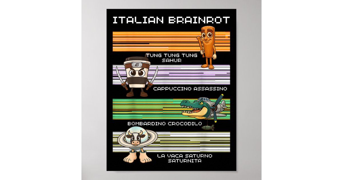 Italian Computer Meme Italian Brainrot Meme Funny Compilation Character Poster | Zazzle