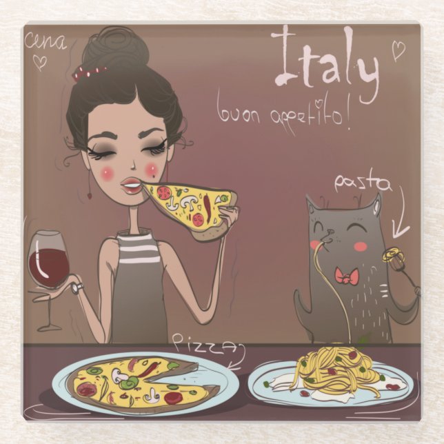 Italian Breakfast Glass Coaster (Front)