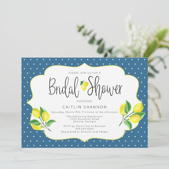 Italian Bridal Shower Citrus Lemon Invitation (Standing Front)