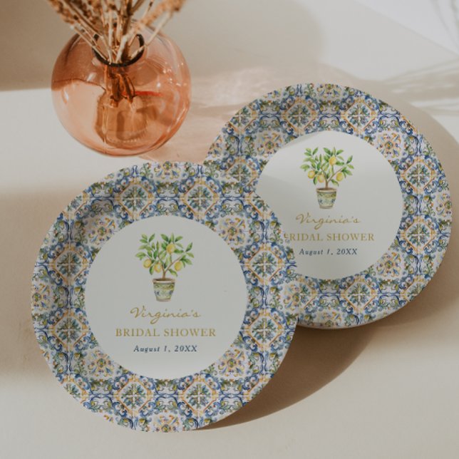 Italian Bridal Shower Paper Plates (Italian Lemon Bridal Shower Paper Plates by Painted Paperie
)
