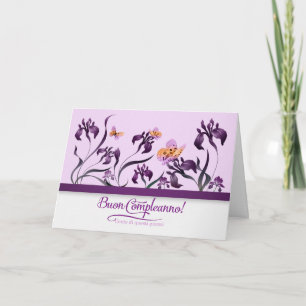 Italian Buon Compleanno! Purple Iris Birthday Card